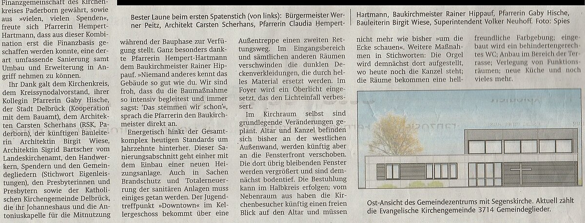 Zeitungsartikel Westfälisches Volksblatt, erster Spatenstich Fortsetzung